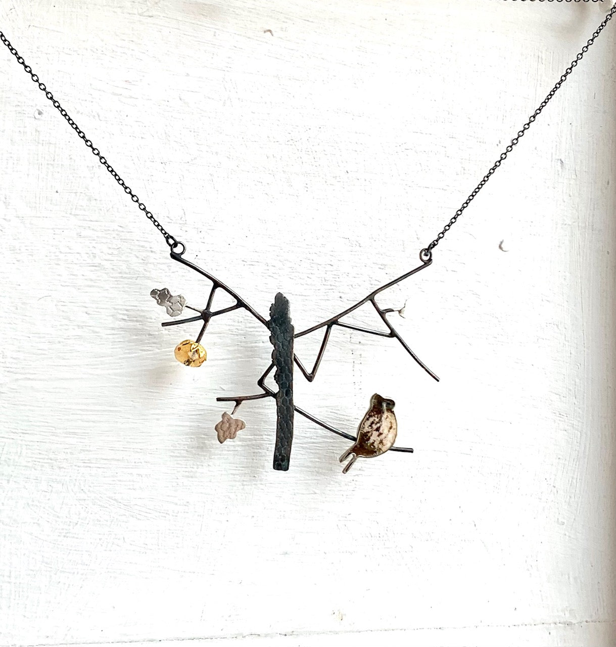Owl in the oak tree necklace