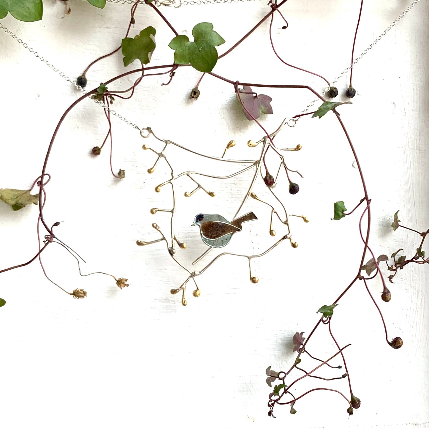 Blackcap in the hedgerow necklace