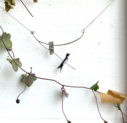 Swallow on the Wire necklace