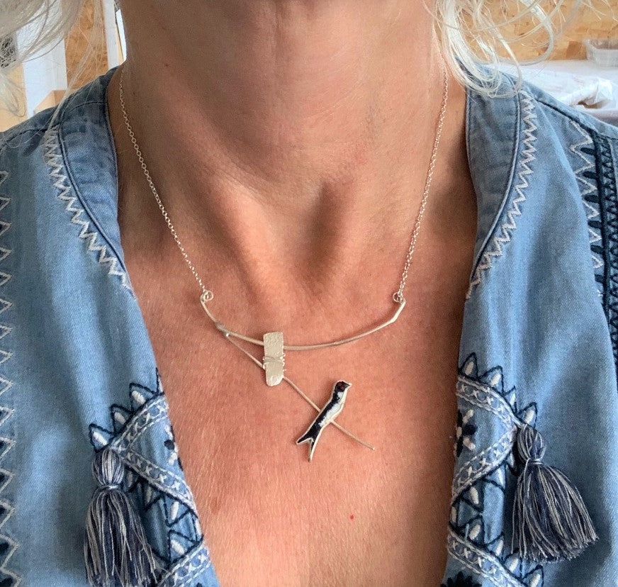 Swallow on the Wire necklace