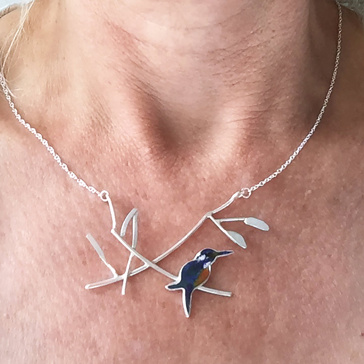 Kingfisher on the riverbank necklace