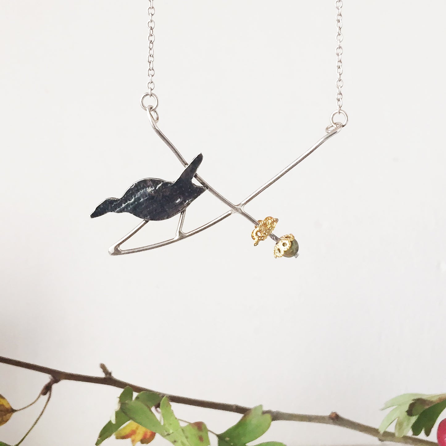Moorhen in the bulrushes necklace