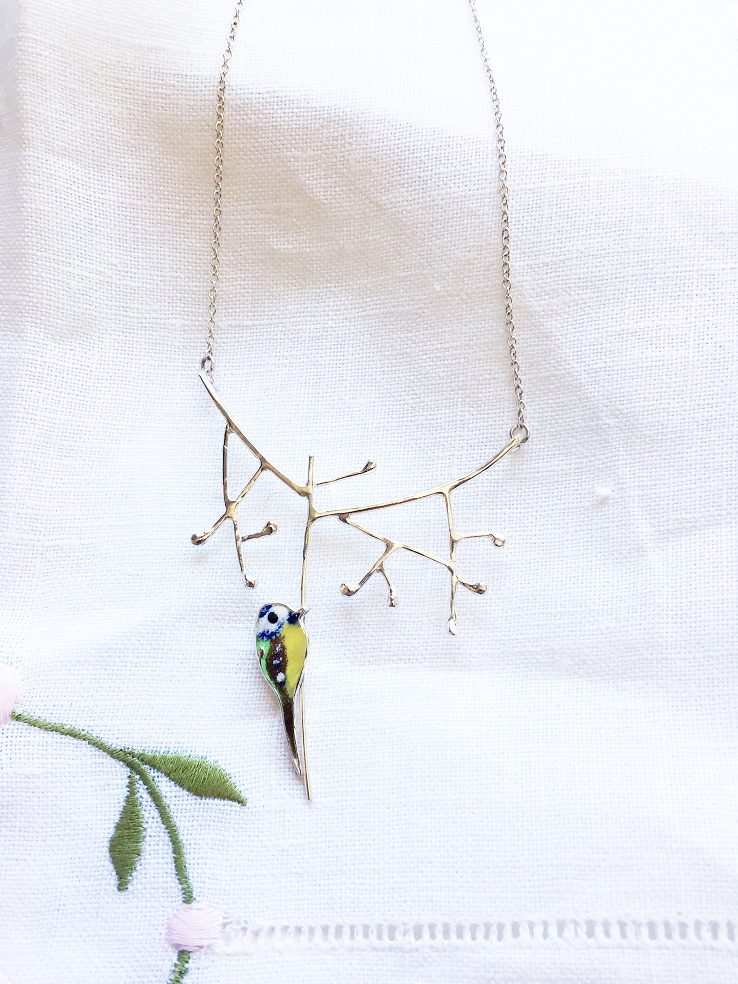 Blue Tit pecking necklace