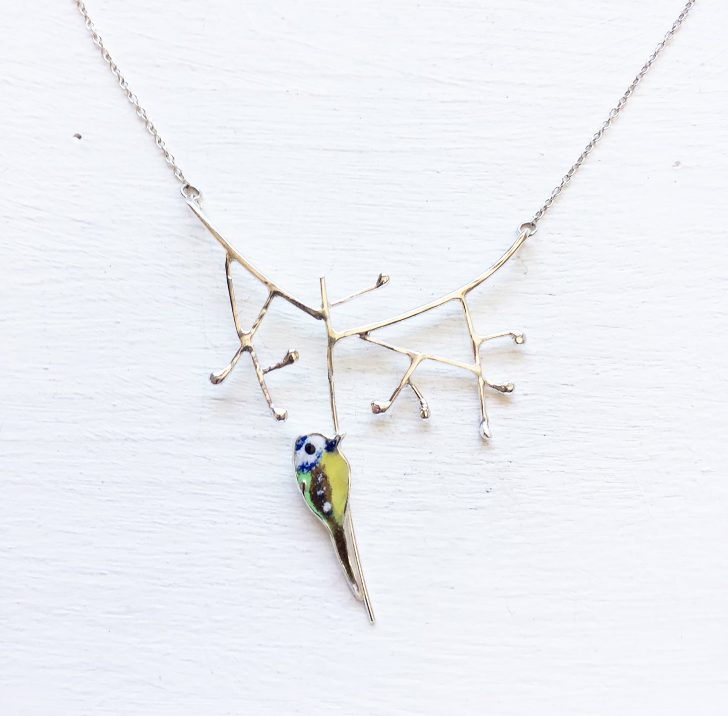 Blue Tit pecking necklace