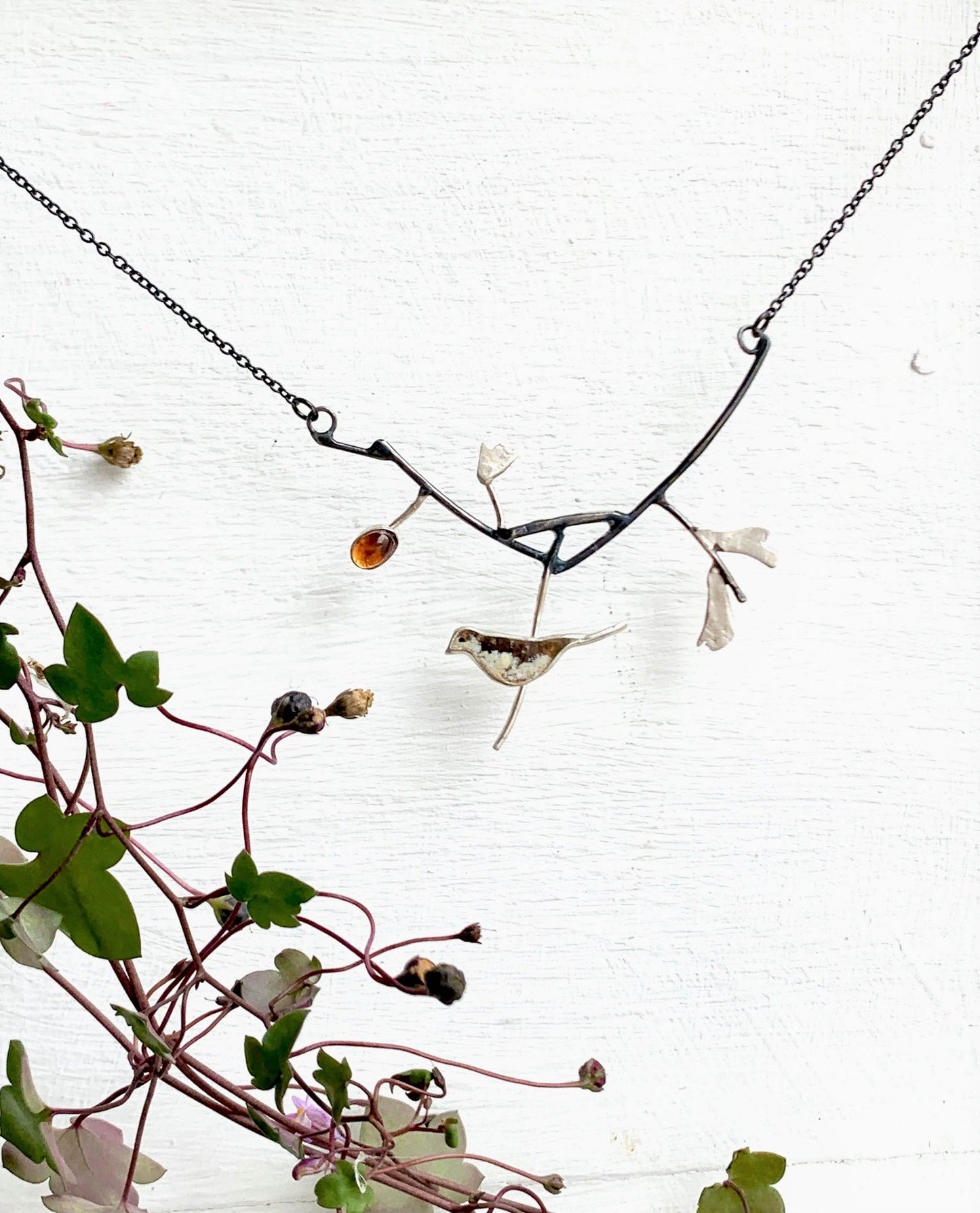 Song Thrush in the Hawthorn bush necklace