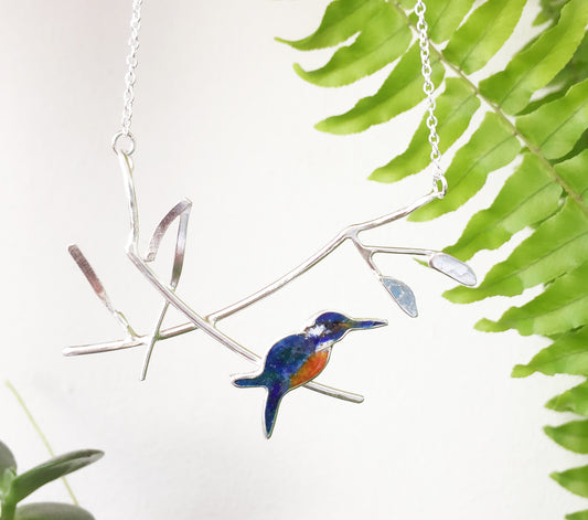 Kingfisher on the riverbank necklace