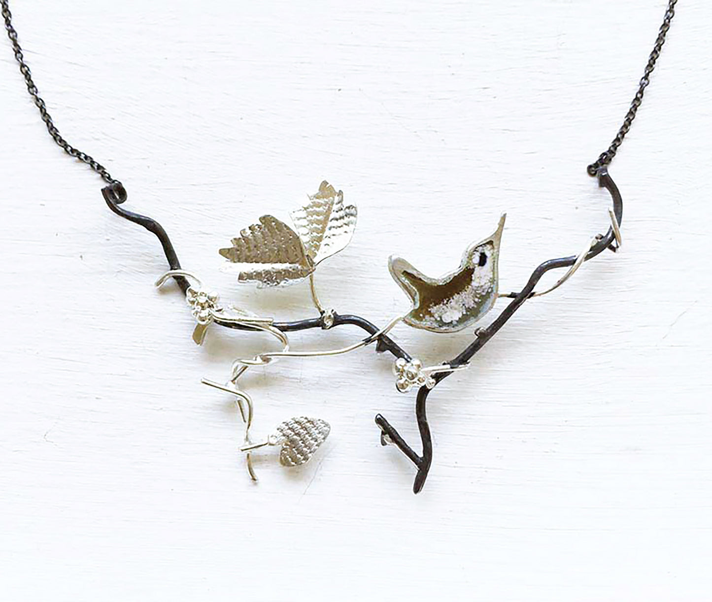 Wren in the hedgerow necklace