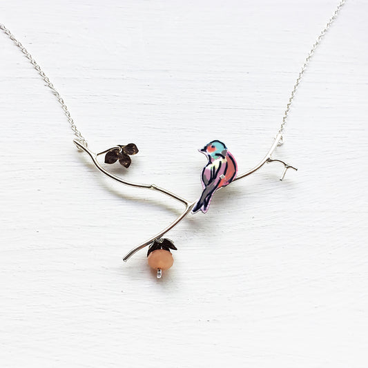Chaffinch with beech nut necklace
